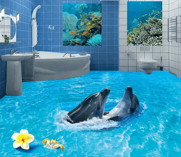 3D Dolphin Sunbathing 200 Floor Mural Wallpaper AJ Wallpaper 2 