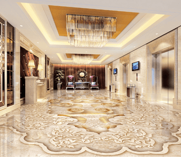 3D Golden Flower 070 Floor Mural Wallpaper AJ Wallpaper 2 