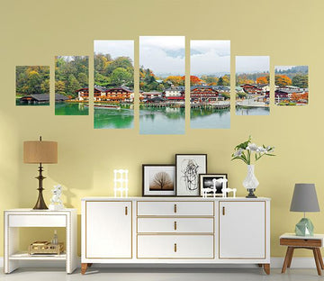 3D Riverside Town 082 Unframed Print Wallpaper Wallpaper AJ Wallpaper 