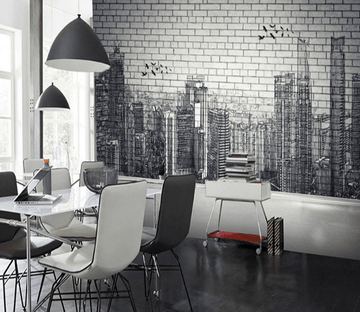 3D Black Building 323 Floor Mural Wallpaper AJ Wallpaper 2 