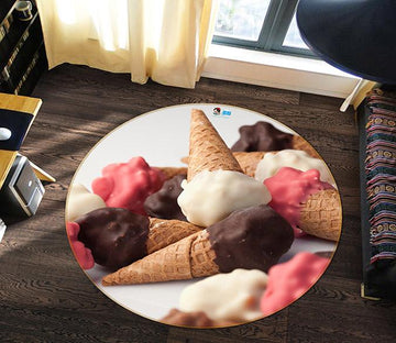 3D Chocolate Ice Cream 147 Round Non Slip Rug Mat Mat AJ Creativity Home 