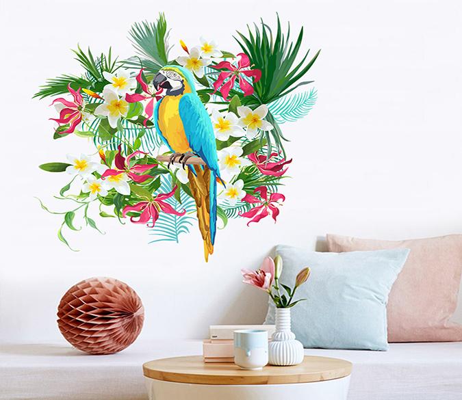 3D Parrot Flower 003 Wall Stickers Wallpaper AJ Wallpaper 