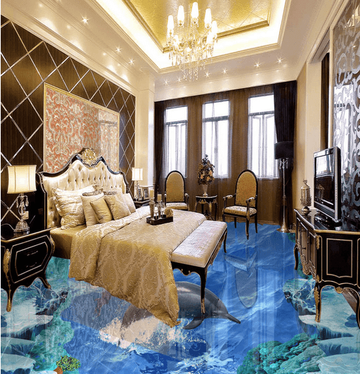 3D Dolphin Jumping 096 Floor Mural Wallpaper AJ Wallpaper 2 
