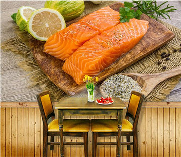 3D Fish Steak Lemon 098 Wallpaper AJ Wallpaper 