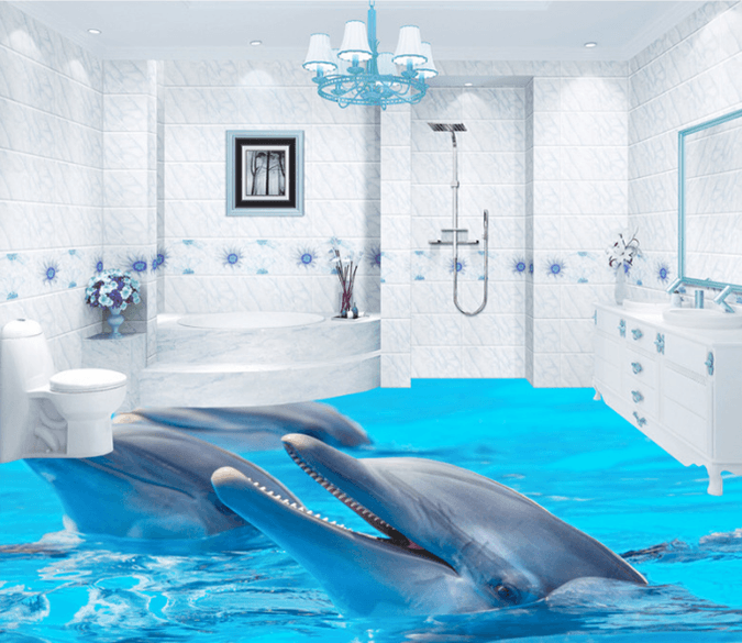 3D Smiling Dolphin 100 Floor Mural Wallpaper AJ Wallpaper 2 