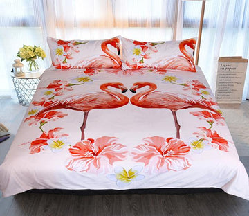 3D Flamingo Flower 151 Bed Pillowcases Quilt Wallpaper AJ Wallpaper 