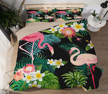 3D Black flamingos 118 Bed Pillowcases Quilt Wallpaper AJ Wallpaper 
