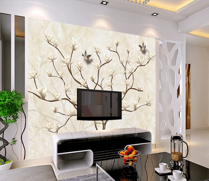 3D Tree Flowering Bird 758 Wallpaper AJ Wallpaper 2 