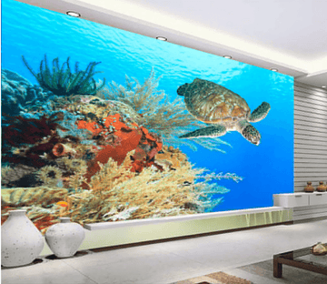 3D Turtle Play 008 Floor Mural Wallpaper AJ Wallpaper 2 