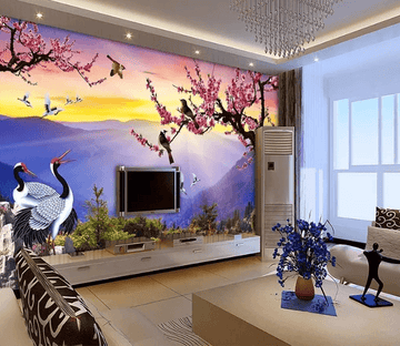 3D Plum Blossom Crane 1164 Wallpaper AJ Wallpaper 2 