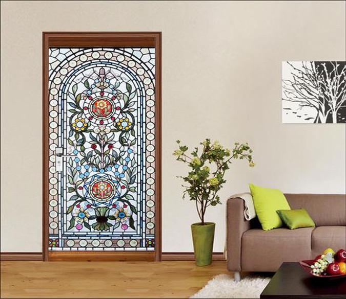 3D classic flower door mural Wallpaper AJ Wallpaper 