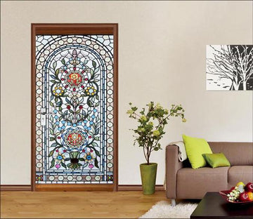 3D classic flower door mural Wallpaper AJ Wallpaper 