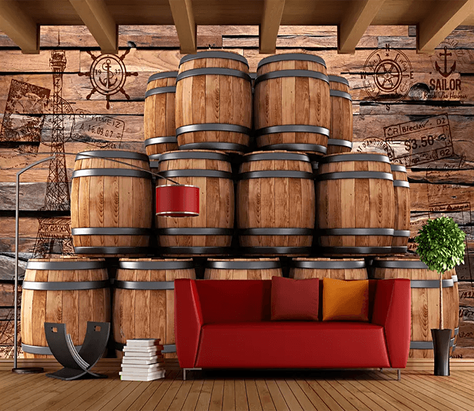 3D Row Of Wine Barrels 138 Wallpaper AJ Wallpaper 2 