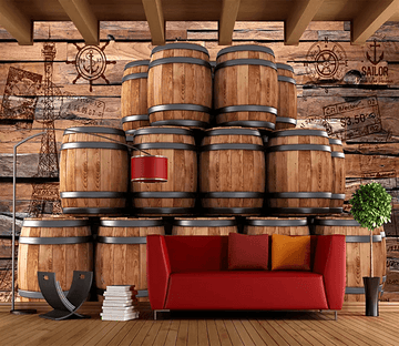 3D Row Of Wine Barrels 138 Wallpaper AJ Wallpaper 2 