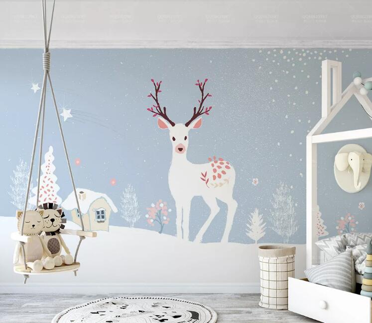 3D Heavy Snow Fawn WC128 Wall Murals