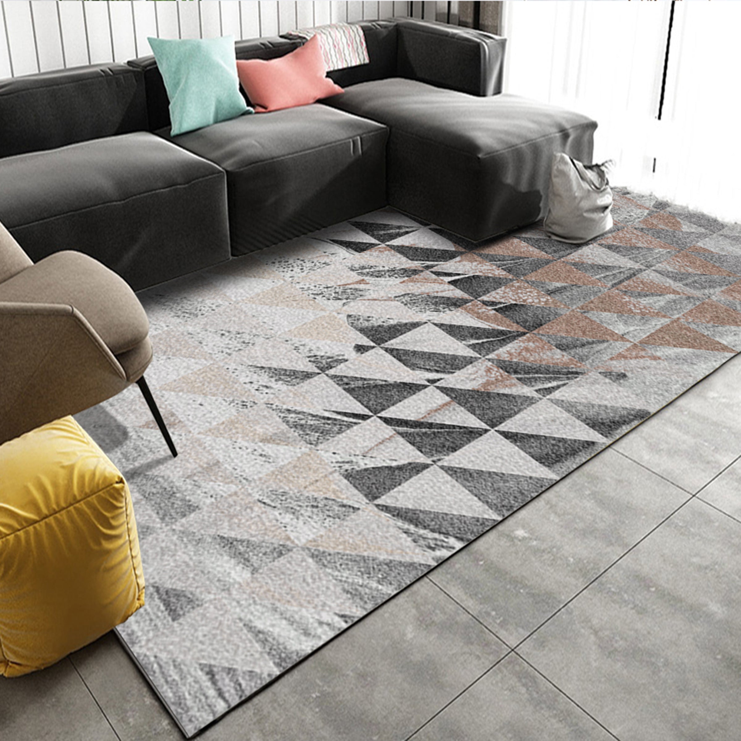 3D Colored Triangle WG065 Non Slip Rug Mat Mat AJ Creativity Home 