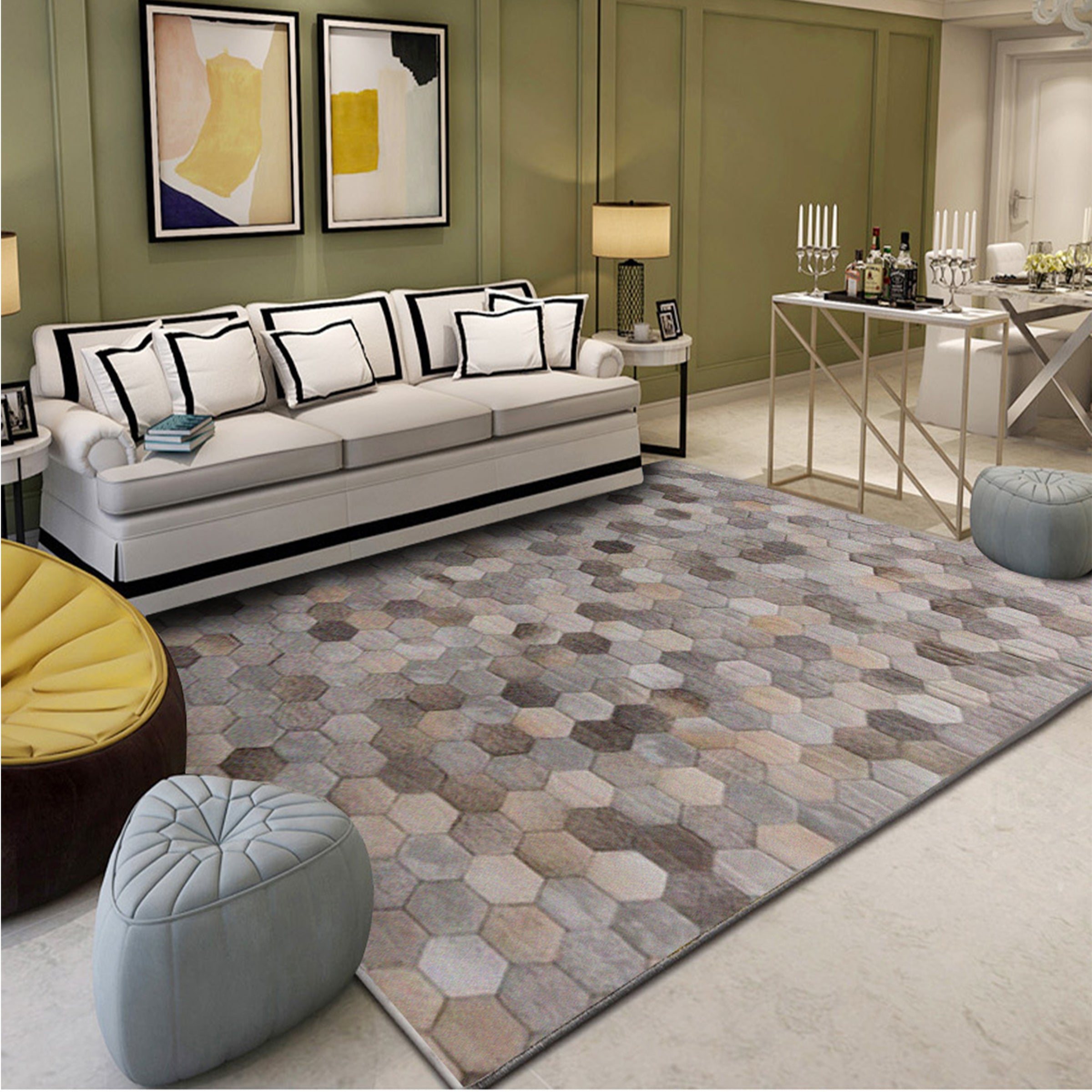 3D Color Geometry WG163 Non Slip Rug Mat Mat AJ Creativity Home 