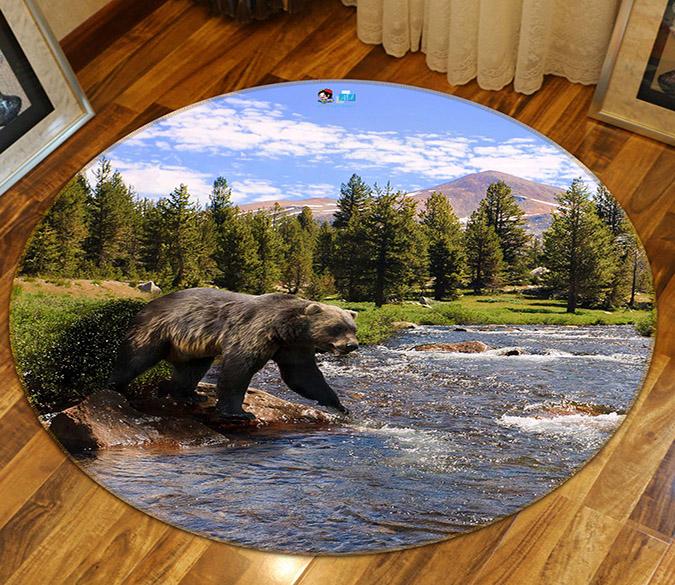3D Bear River 009 Round Non Slip Rug Mat Mat AJ Creativity Home 