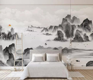 3D Ink Mountain 412 Wallpaper AJ Wallpaper 