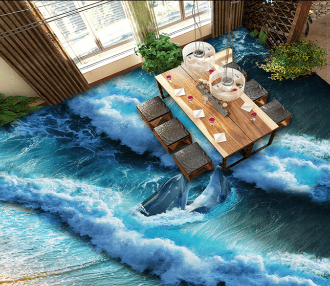 3D Waves Surging 072 Floor Mural Wallpaper AJ Wallpaper 2 