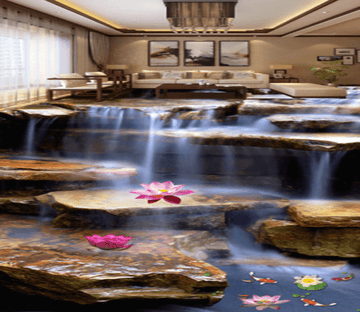 3D Lotus 125 Floor Mural Wallpaper AJ Wallpaper 2 