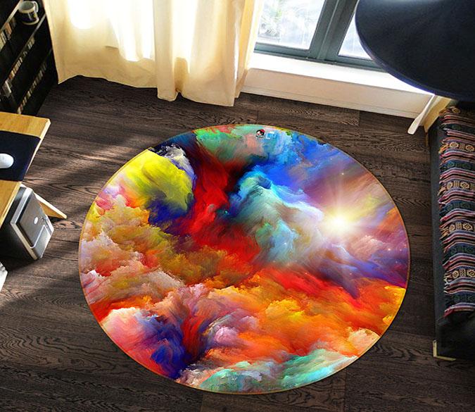 3D Color Cloud 090 Round Non Slip Rug Mat Mat AJ Creativity Home 