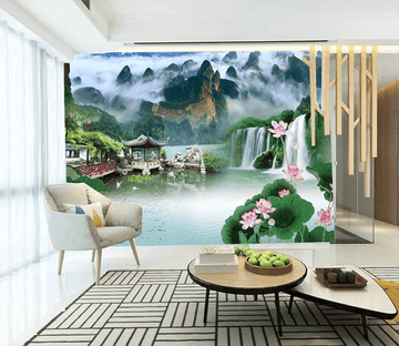 3D Waterfall Pavilion 1375 Wallpaper AJ Wallpaper 2 
