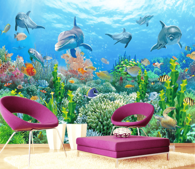 3D Turtle Dolphin 194 Wallpaper AJ Wallpaper 