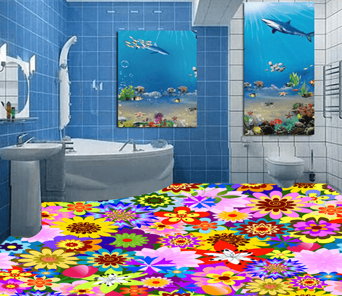 3D Bright Flowers 036 Floor Mural Wallpaper AJ Wallpaper 2 