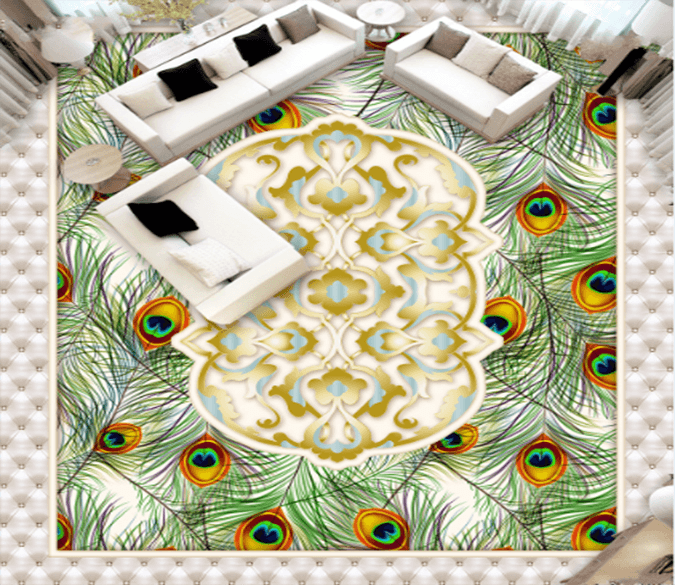 3D Peacock Tail 056 Floor Mural Wallpaper AJ Wallpaper 2 