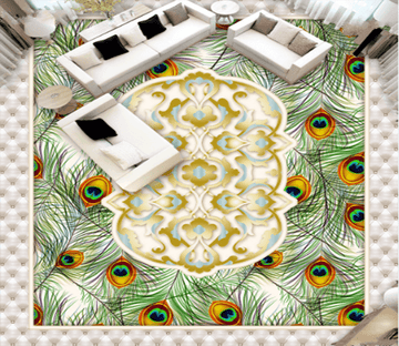 3D Peacock Tail 056 Floor Mural Wallpaper AJ Wallpaper 2 