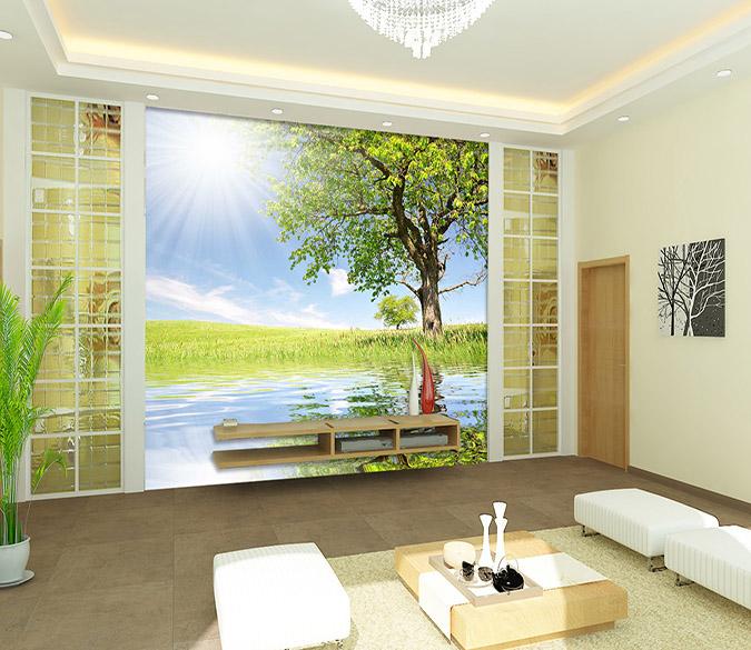 3D Sunny Tree River 623 Wallpaper AJ Wallpaper 
