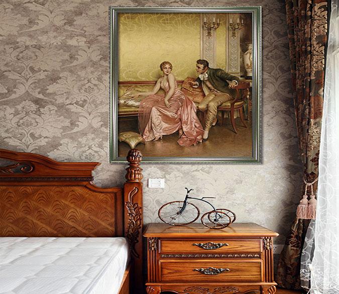 3D Sofa Chat 150 Fake Framed Print Painting Wallpaper AJ Creativity Home 