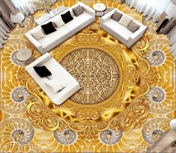 3D Golden 008 Floor Mural Wallpaper AJ Wallpaper 2 