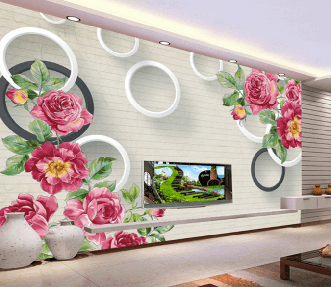 3D Safflower Round 308 Wallpaper AJ Wallpaper 