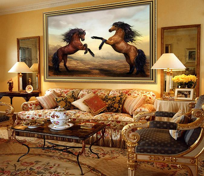 3D Struggle Horse 122 Fake Framed Print Painting Wallpaper AJ Creativity Home 