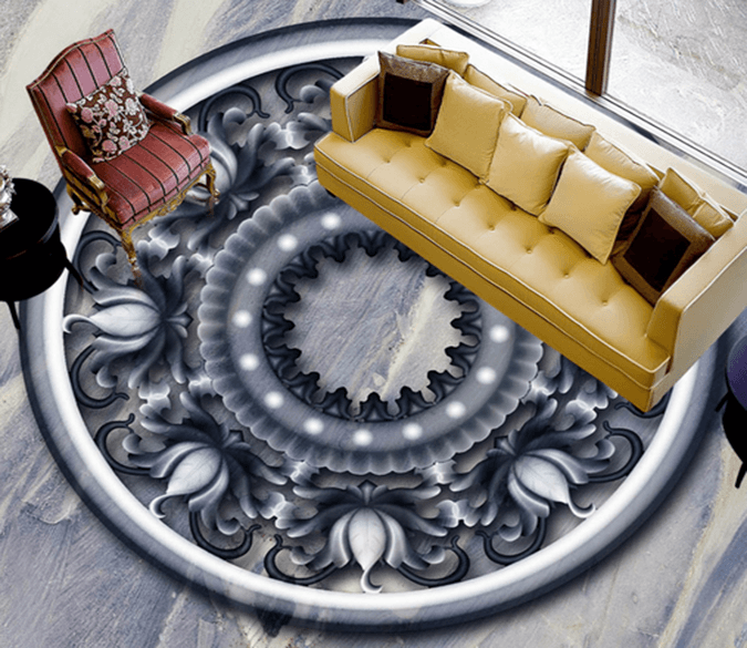 3D Round Black 098 Floor Mural Wallpaper AJ Wallpaper 2 