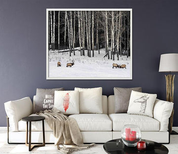 3D Snow Tree 099 Fake Framed Print Painting Wallpaper AJ Creativity Home 