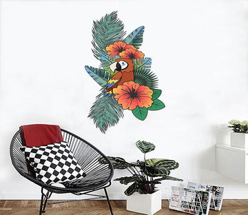 3D Parrot Safflower 120 Wall Stickers Wallpaper AJ Wallpaper 