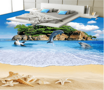 3D Jumping Dolphin 363 Floor Mural Wallpaper AJ Wallpaper 2 