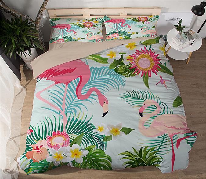 3D Flamingo Foraging 98 Bed Pillowcases Quilt Wallpaper AJ Wallpaper 