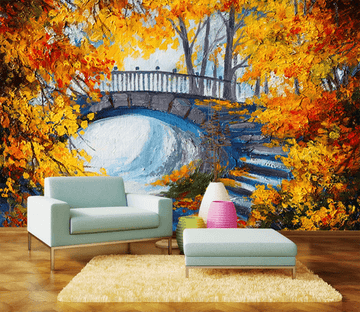 3D Autumn Maple Bridge 1005 Wallpaper AJ Wallpaper 2 