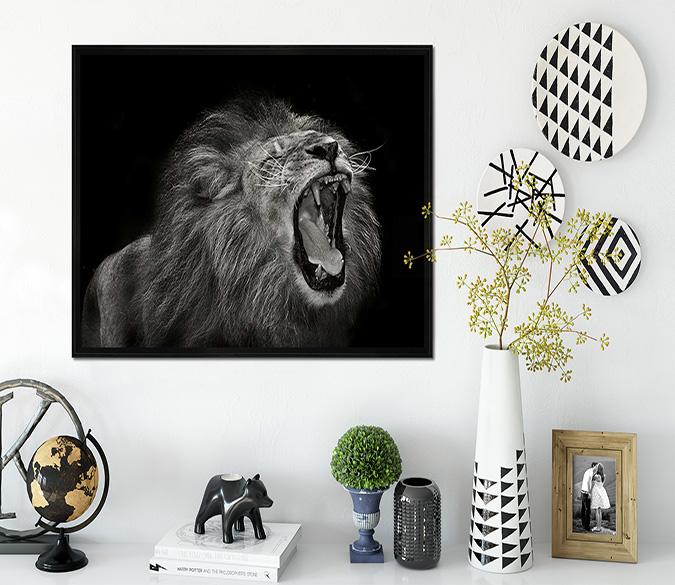 3D Roaring Tiger 084 Fake Framed Print Painting Wallpaper AJ Creativity Home 