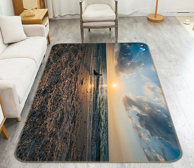 3D Sunset Seabird 037 Non Slip Rug Mat Mat AJ Creativity Home 