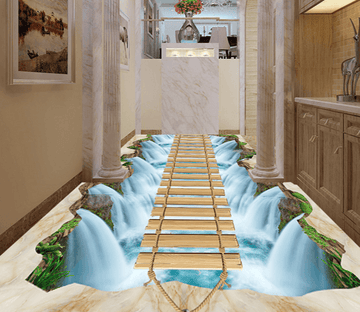 3D Rocking Wooden Bridge 083 Floor Mural Wallpaper AJ Wallpaper 2 