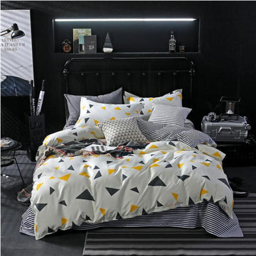 3D Black And Yellow Triangle 4081 Bed Pillowcases Quilt