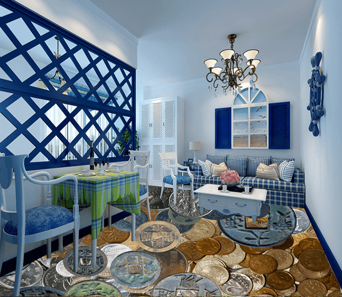 3D Copper Money 063 Floor Mural Wallpaper AJ Wallpaper 2 