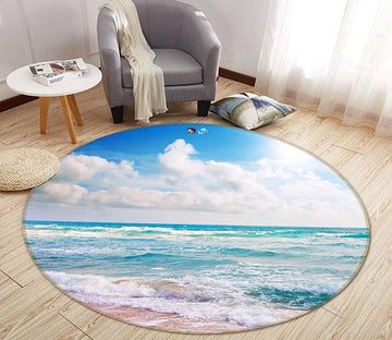 3D White Clouds Beach 065 Round Non Slip Rug Mat Mat AJ Creativity Home 