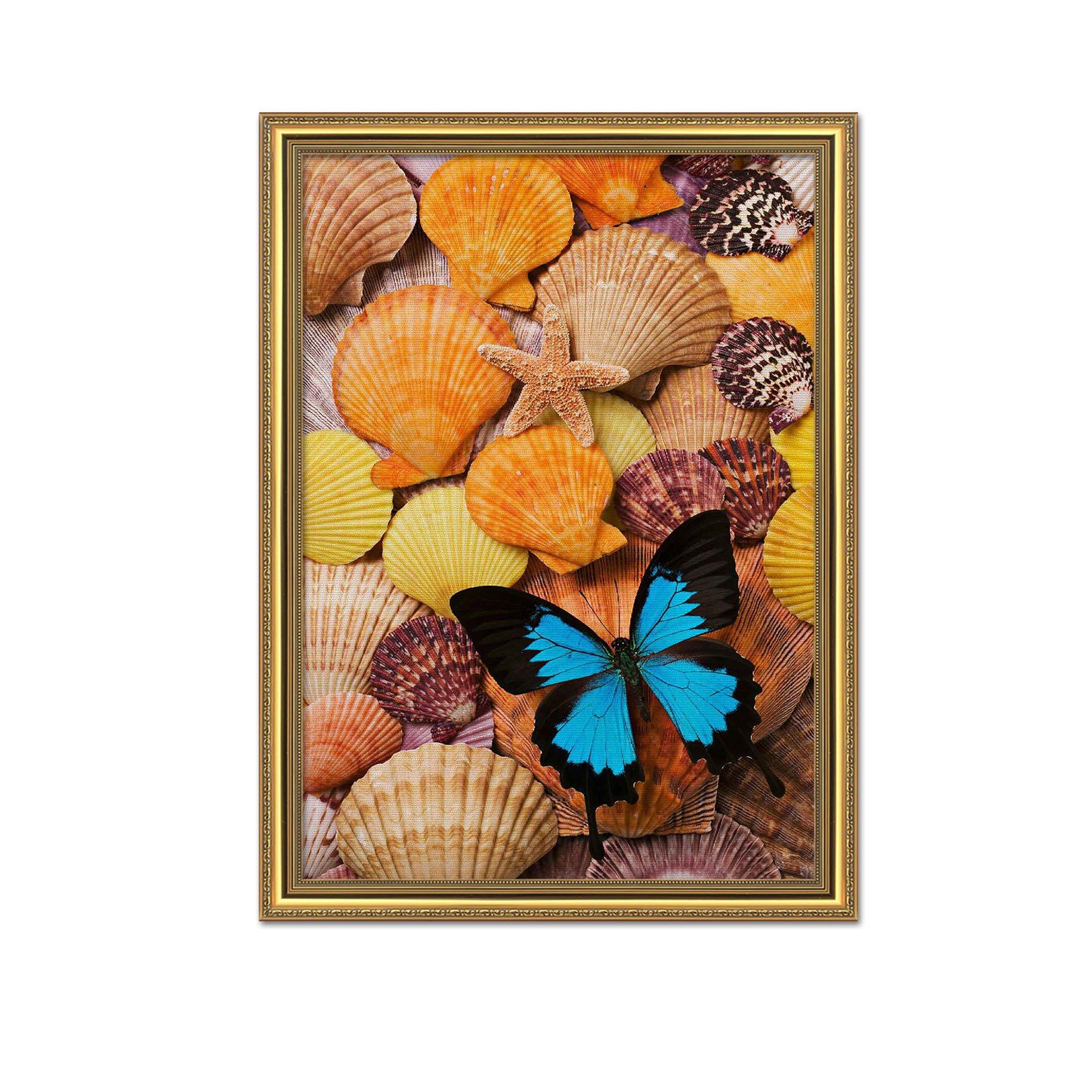 3D Butterfly Shell 127 Fake Framed Print Painting Wallpaper AJ Creativity Home 