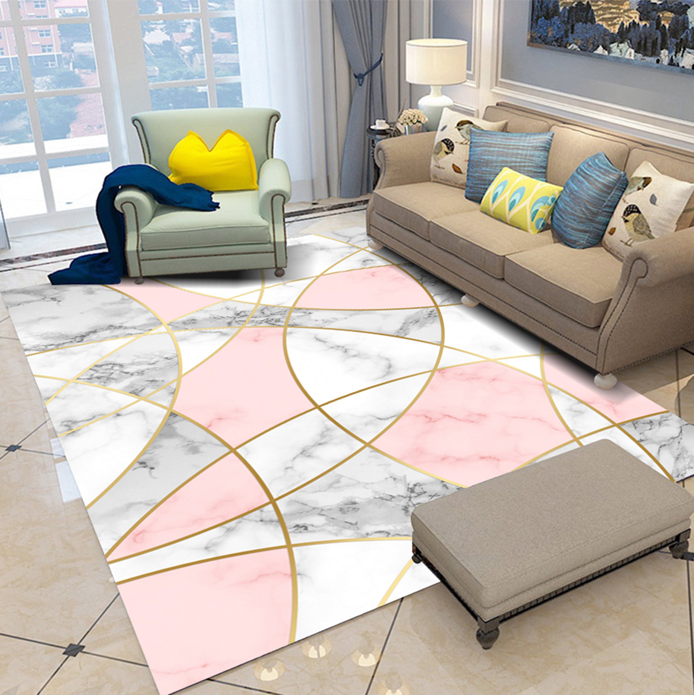 3D Colored Geometric Pattern WG448 Non Slip Rug Mat Mat AJ Creativity Home 